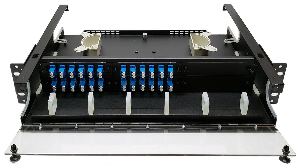 48 Fiber 2RU Rack Mount FDP Patch Only w/ 24 LC/UPC Duplex Adapters Singlemode