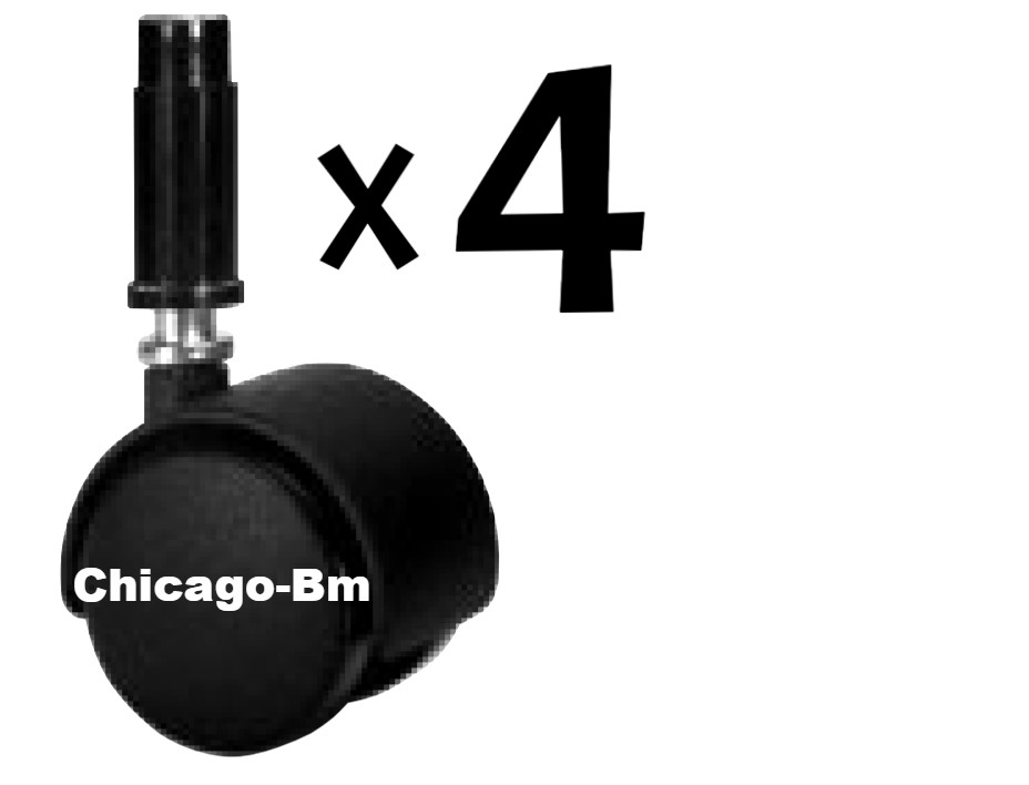 4 Casters Twin Wheel Caster, socket mount, plastic, 40mm