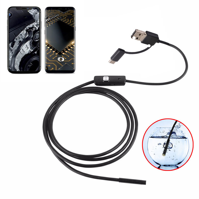 USB Endoscope Borescope 6 LED Waterproof Snake Camera For Mac OS Android Windows