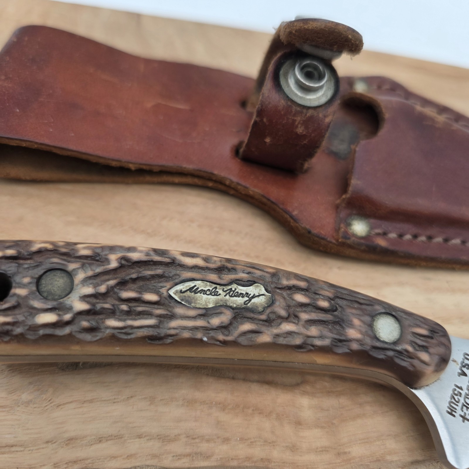 vintage Schrade 152UH Uncle Henry USA fixed blade knife & sheath
