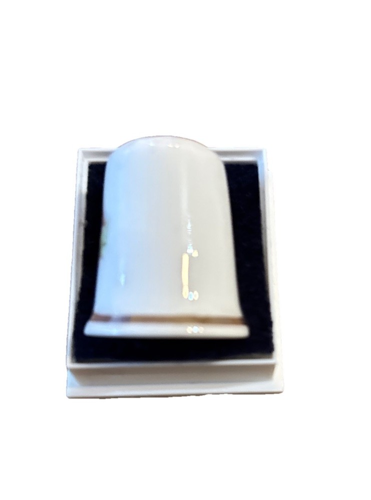 White Ceramic Thimble Bear Design NEW with Box