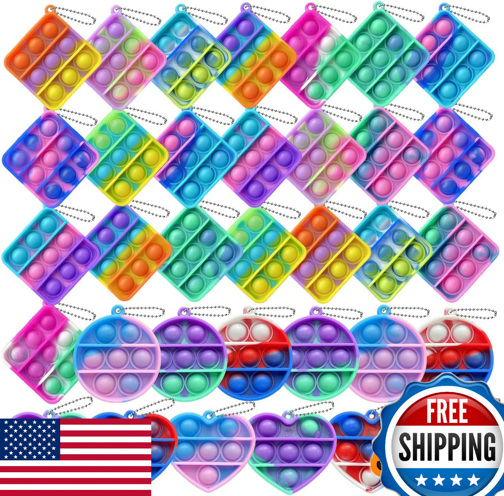120 Pcs Random Color Mini Pop Bubble Fidget Sensory Toys Keychain