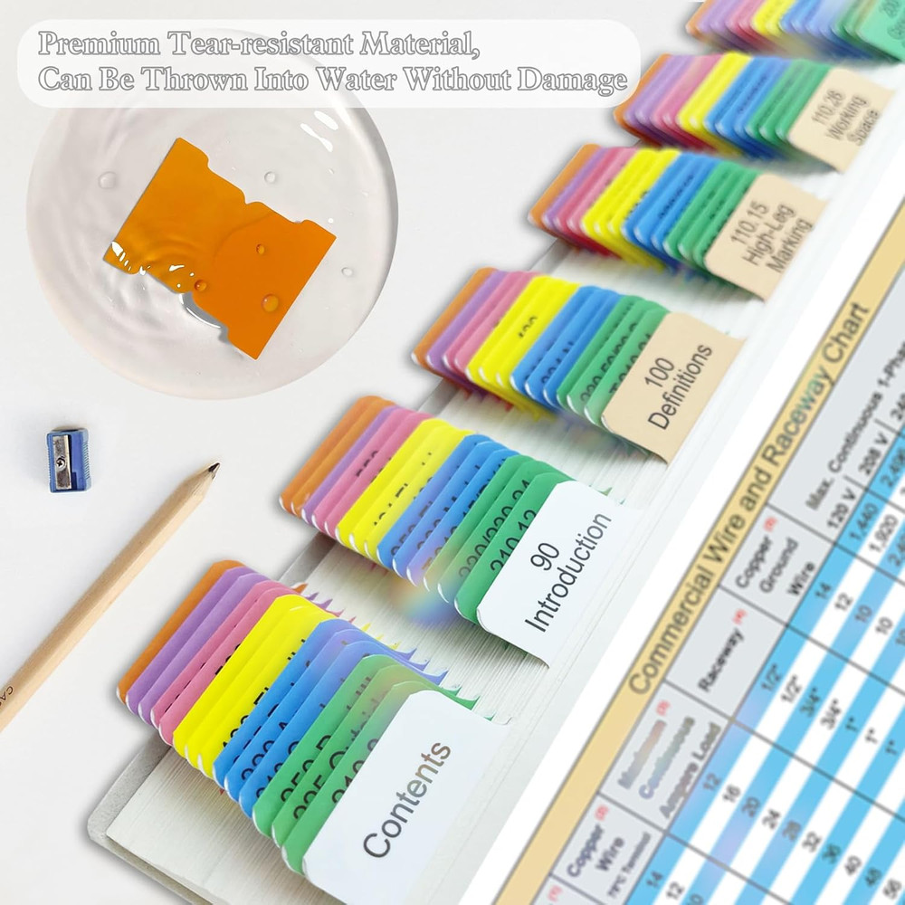 Upgraded Index Tabs for 2026 National Electrical Code (NEC), 150 Color-Coded & L