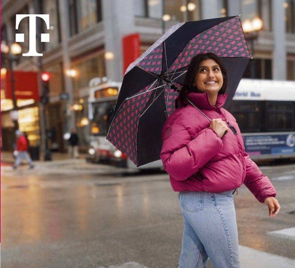 4x T-Mobile Black Automatic Umbrella (Opens with a Button) (LIMITED EDITION)
