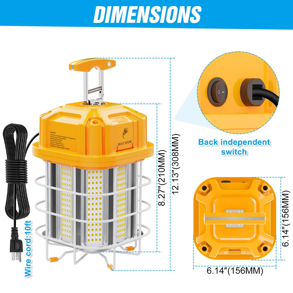 LED Temporary Work Light Fixture 100Watt Linkable Construction High Bay Lighting