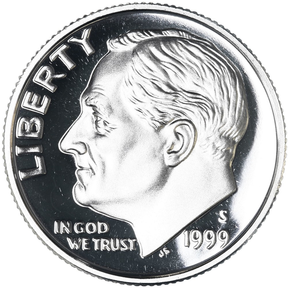 1999 S Roosevelt Dime Gem DCam Proof CN-Clad