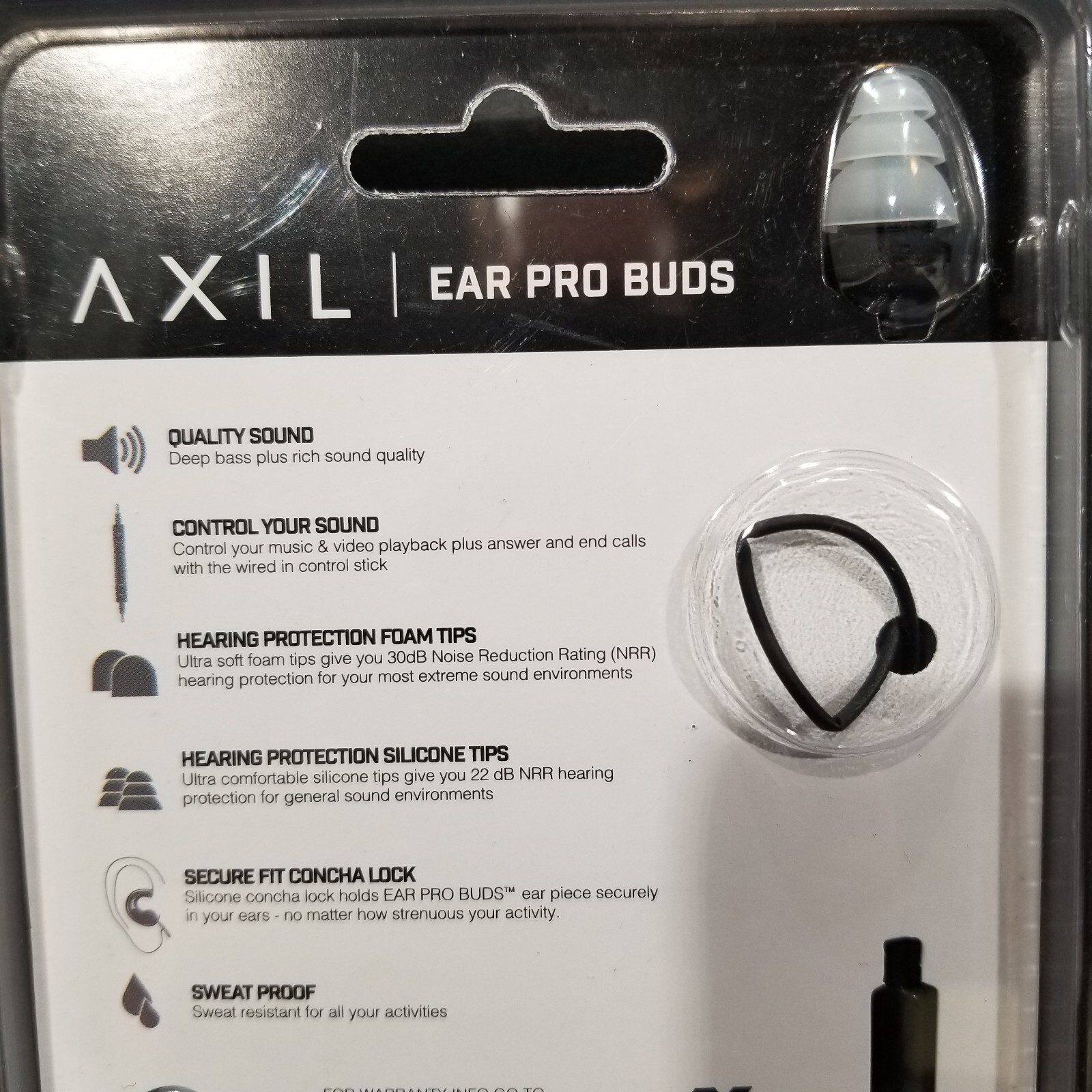 AXIL EAR PRO BUDS Hearing Protection Shooting Earbuds, Sound Control, Wired, NEW