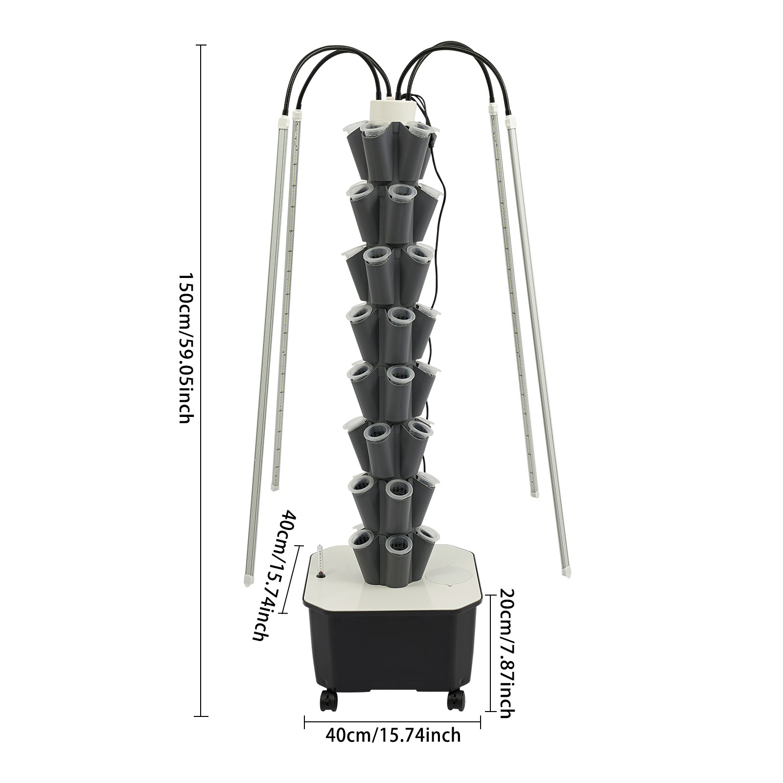 Hydroponic Growing System with Grow Light 40 Pods Indoor Hydroponic Tower Garden
