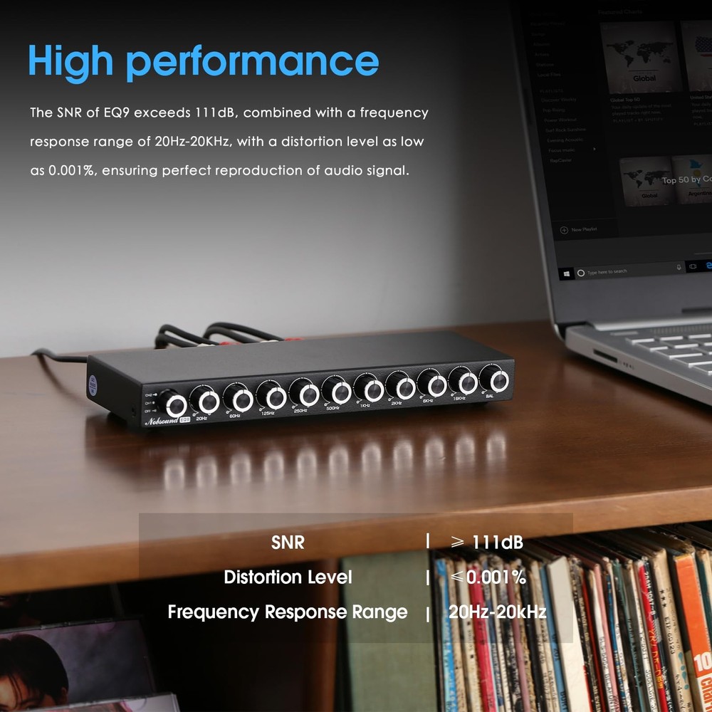 9Band Stereo Equalizer Preamp | HiFi Audio Processor with Tone Controls