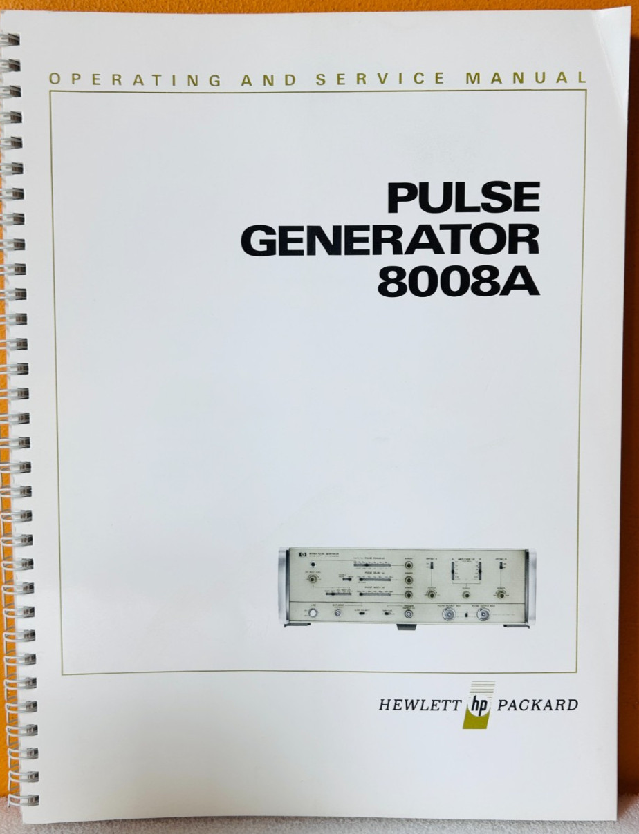 HP 08008-90002 1972 Model 8008A Pulse Generator Operating & Service Manual.