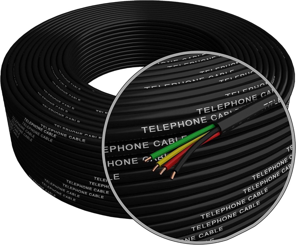 Premium 300ft Solid Copper Phone Cable - Durable 26 AWG Wire with PVC Protection