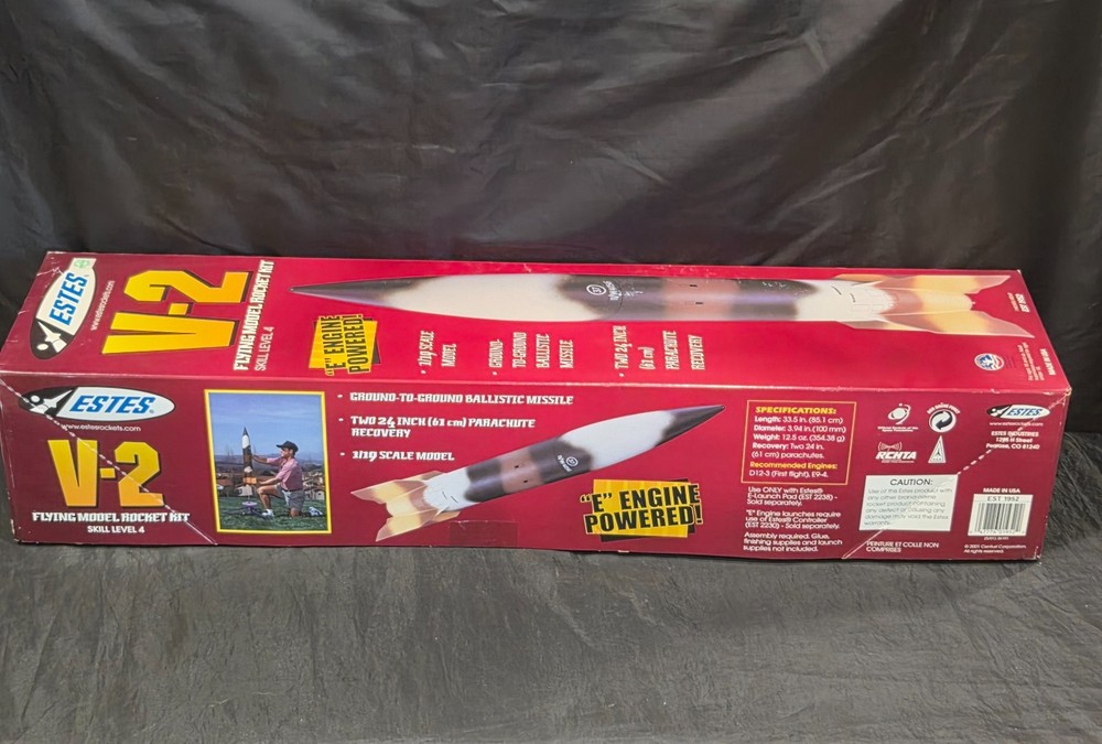 Estes V-2 Flying Model Rocket Kit 1/19 Scale Skill Level 4 EST 1952