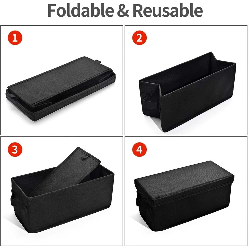 Black Fabric Stackable CD Holder Rack, Media Storage Organizer w/ Handle 3PACK