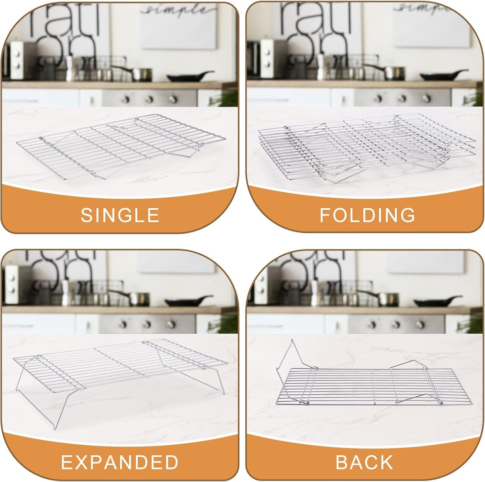 Cooling Rack for Baking 3 Tiers, 16" X 10" Cookie Cooling Wire Rack Stackable Co