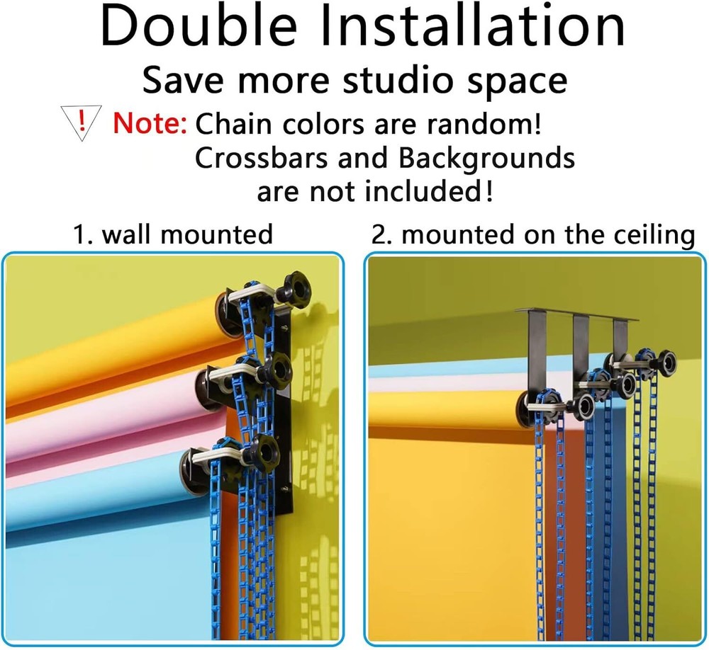 Photography Backdrop Wall Mount 3 Roller Support System