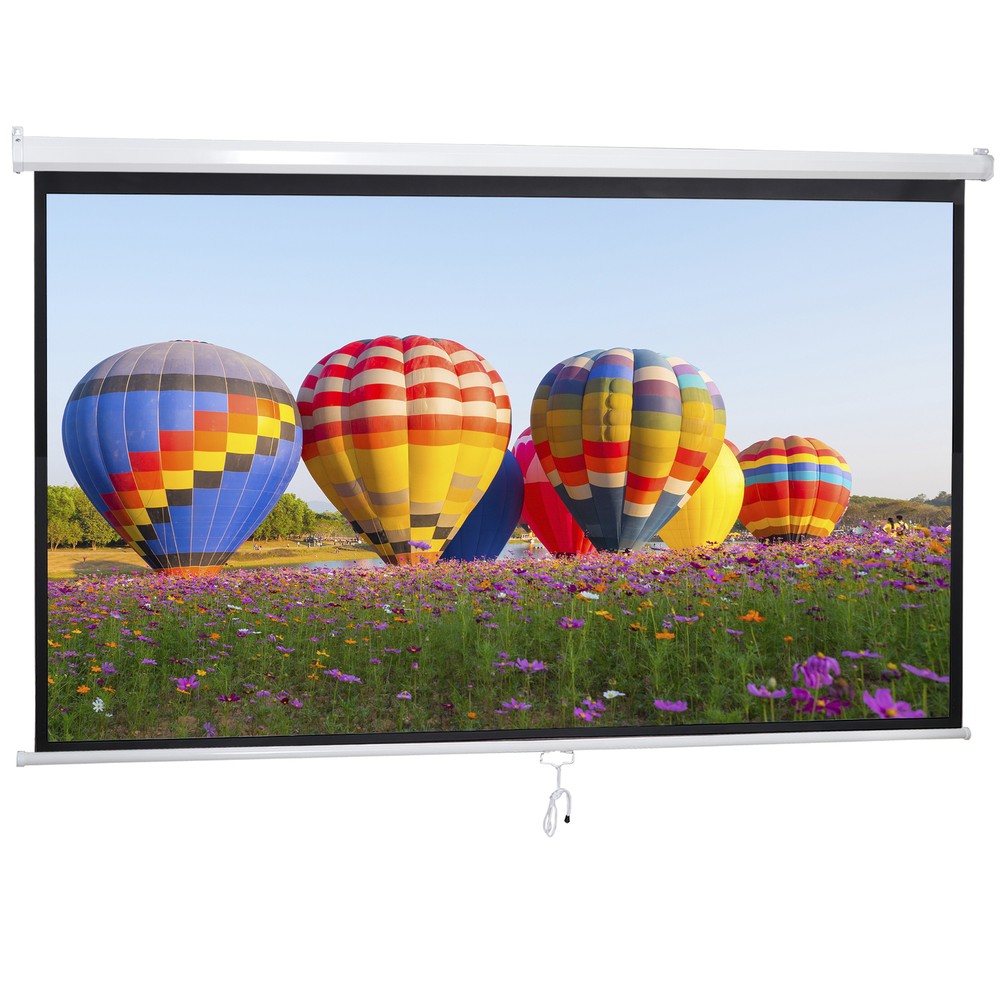 100" Diagonal 16:9 Projection Projector Screen HD Manual Pull Down Home Theater