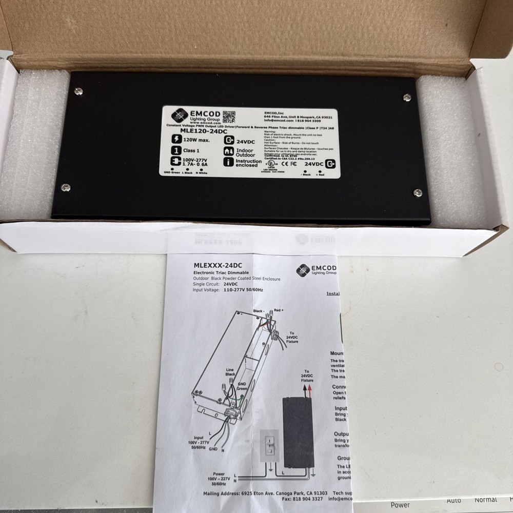Emcod MLE120-24DC 110V-277V Universal Input Voltage | Triac Dimmable LED Driver
