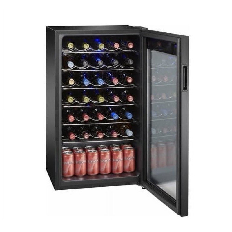 Premium 34-Bottle Wine Cooler Beverage Fridge Adjustable Temperature LED Light
