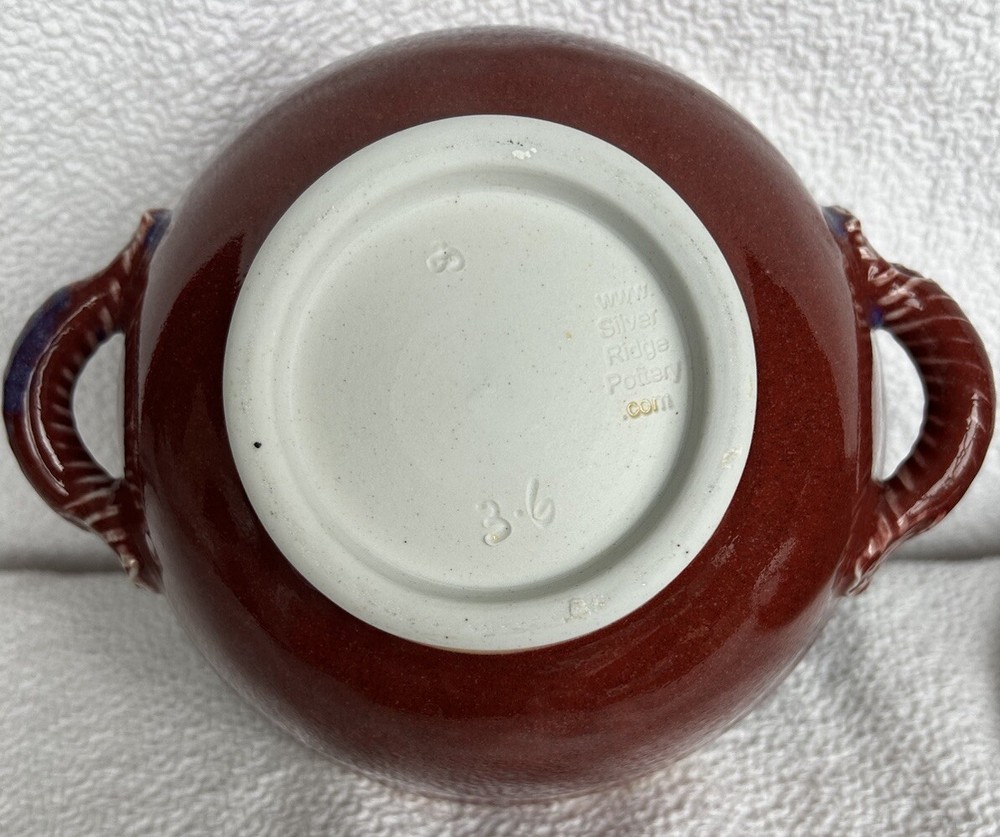 Casserole Dish Silver Ridge Pottery Twisted Rope covered Rust Red & Purple EUC