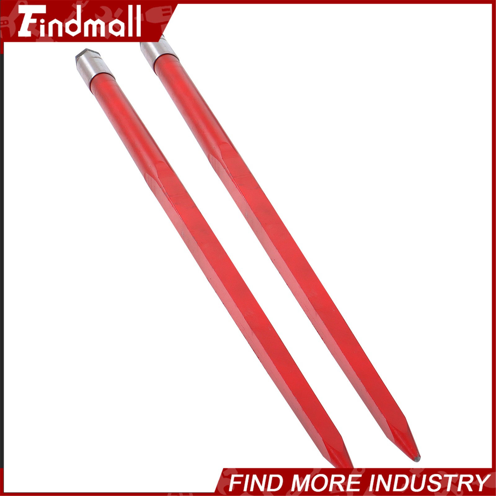 2-Pack Red Hay Bale Spear 49" 4500 lbs Capacity Spike Fork For Loaders Tractors
