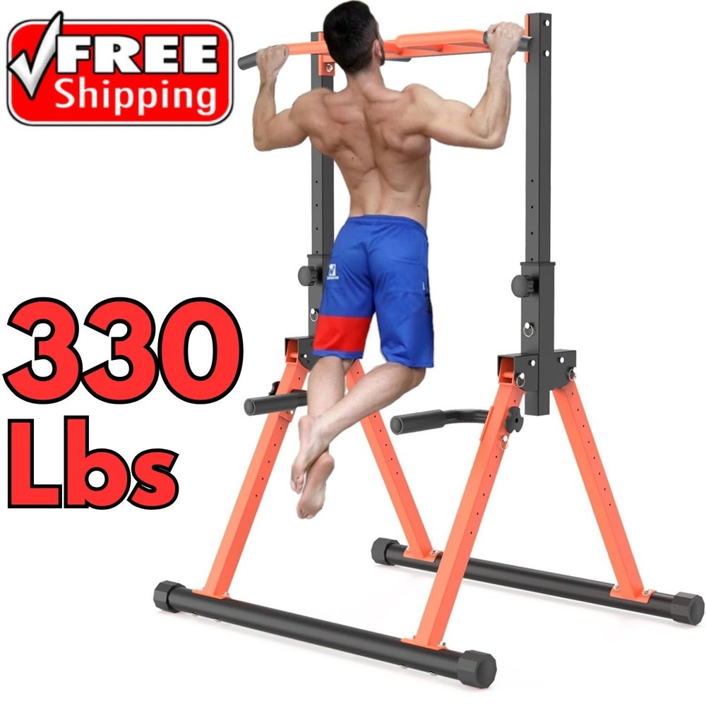 Power Tower Pull Up Bar Dip Station Foldable Adjustable Portable Heavy Duty Big