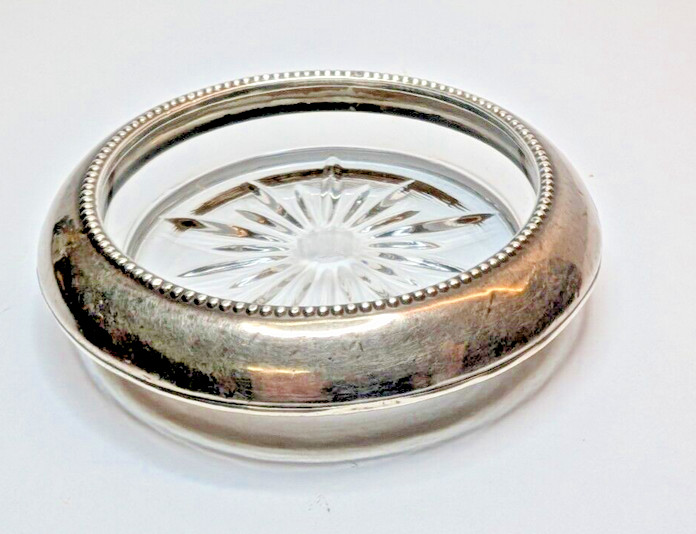 Vintage Crystal Silver Plated 4" Coaster