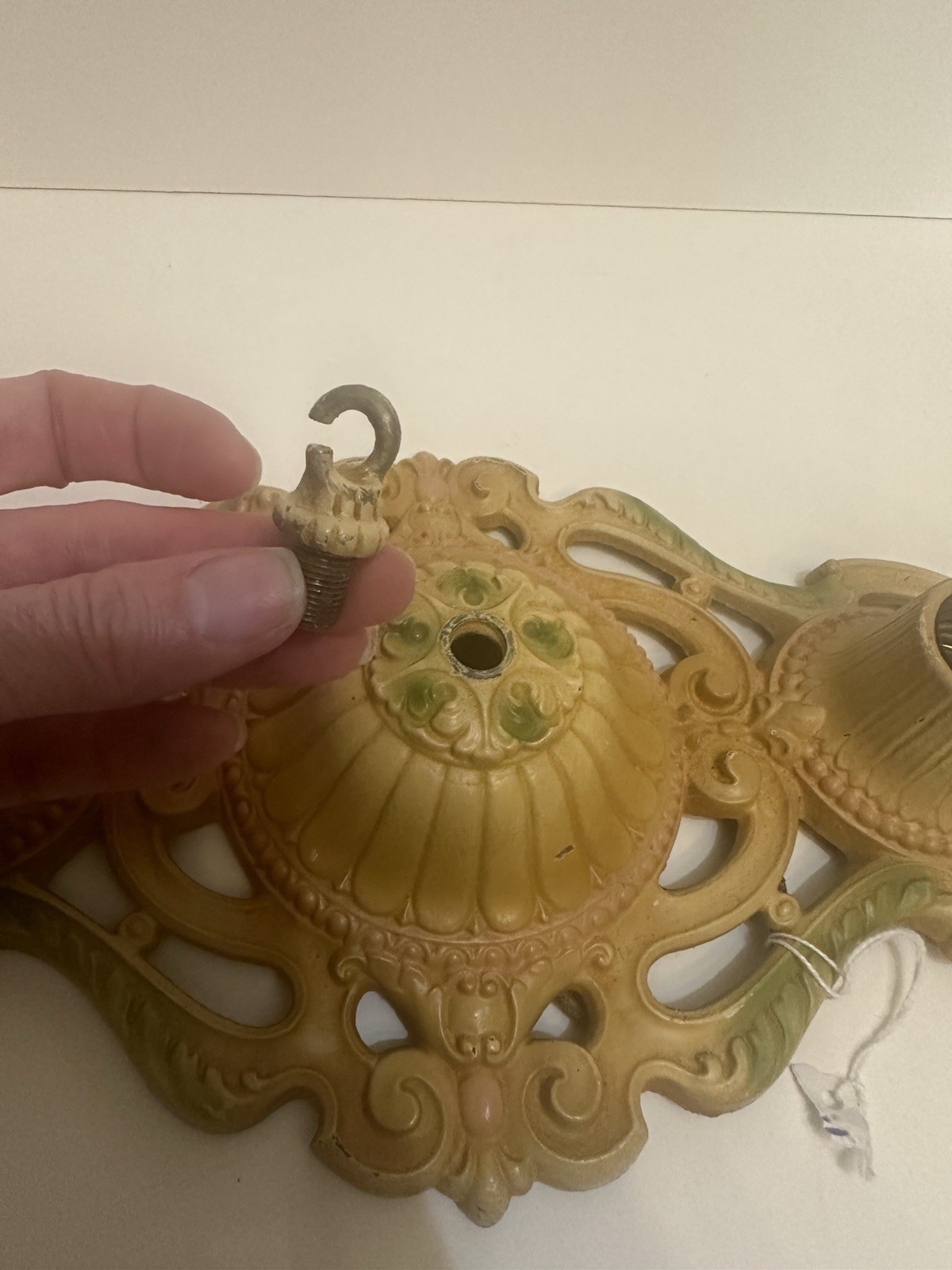 Antique art deco flat mount ceiling 2 light fixture with double light Late 1800s