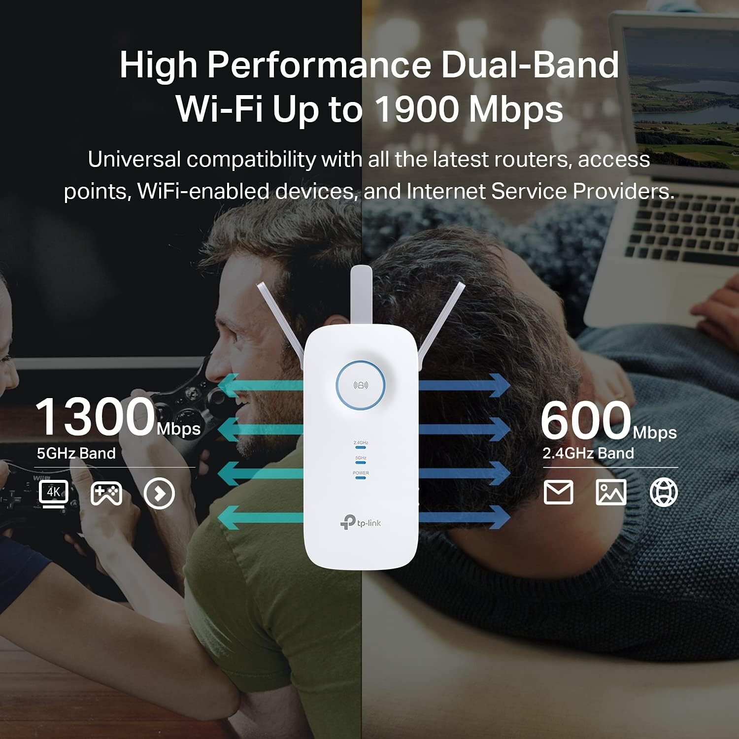TP-Link RE550 AC1900 Wireless Dual Band Wi-Fi Range Extender Booster