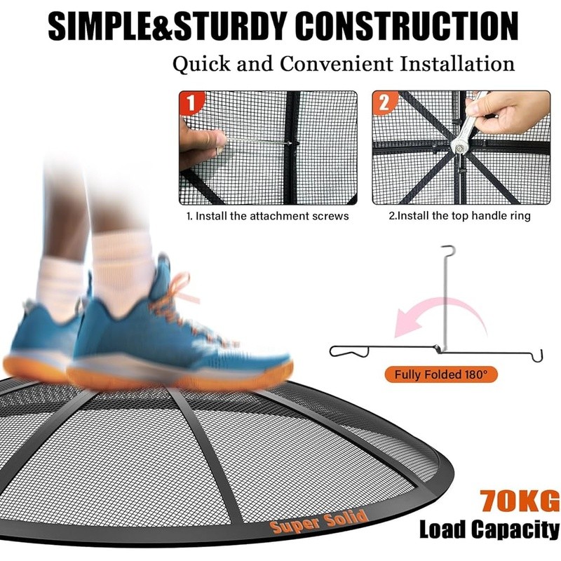 Heavy Duty Fire Pit Spark Screen Durable Outdoor Metal Cover Campfire Shield New