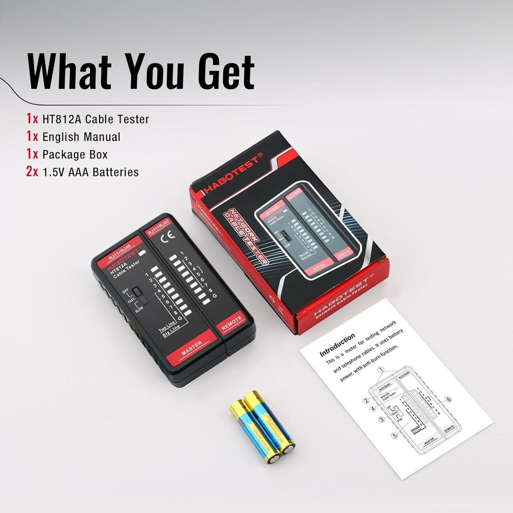 Durable Ethernet Cable Tester with LED Display for Quick Wiring Diagnostics