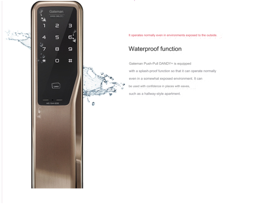 Gateman Digital Door Lock Dandy+ Push-Pull With Handle Key Tag 4 Key Cards