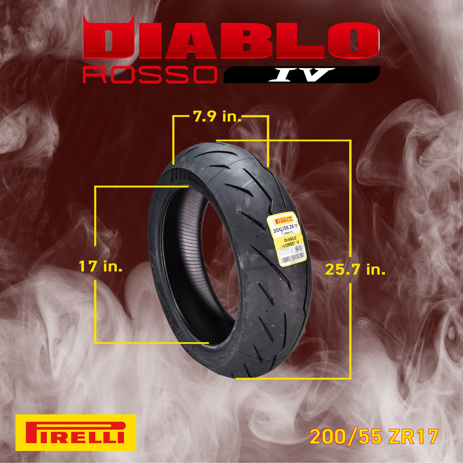 Pirelli Diablo Rosso IV Street Sport 120/70ZR17 200/55ZR17 Motorcycle Tire Set