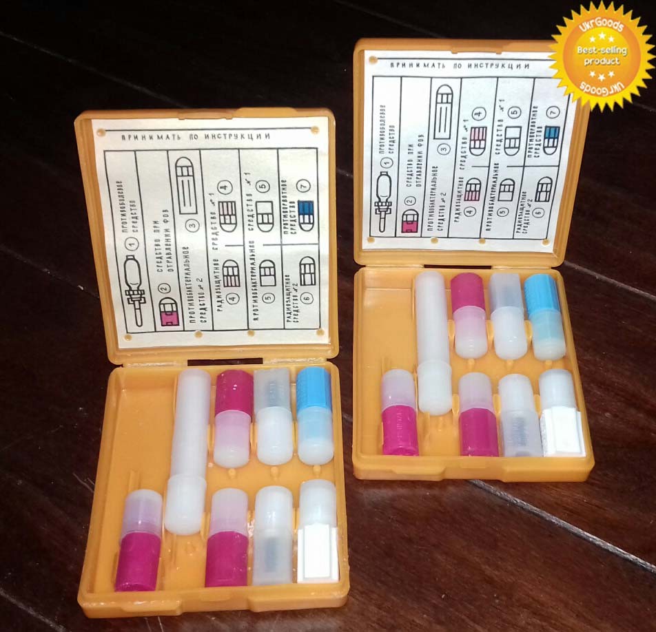 2 sets Soviet USSR army first aid medicine kit storage box NBC protection NEW