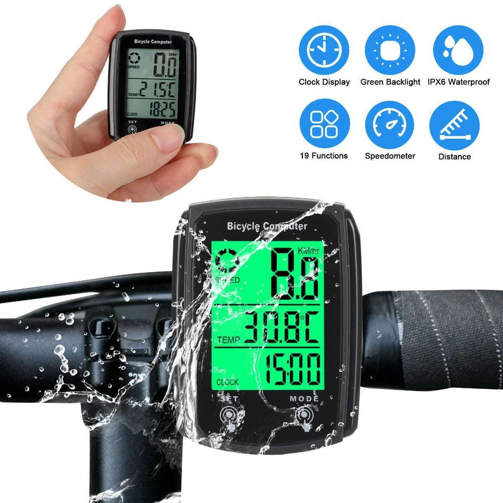 Bike Bicycle Speedometer Cycle Digital Odometer Computer Waterproof LCD Battery