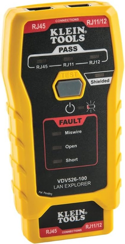 Pocket-Sized Network Cable Tester with Secure Remote Storage and Battery Power