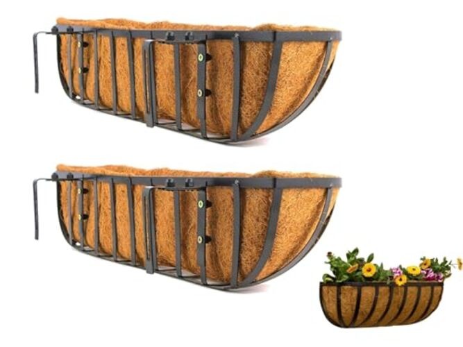 36 Inch Window Box Planters 2 Pack with Coco Liners, Rustproof 36inch/2pack