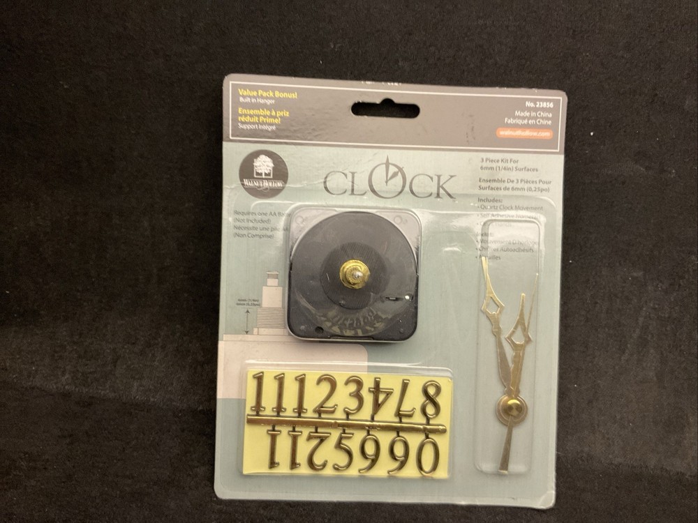 Clock 3-Piece Kit-For 3/8in Surfaces Requires 1 AA Battery