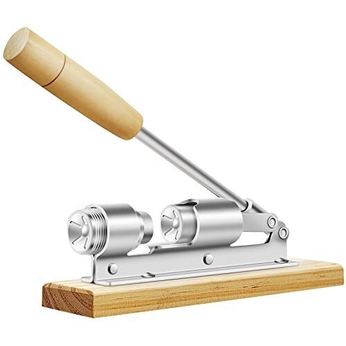 Heavy Duty Pecan Nut Cracker Tool Wood Base with Handle, Adjustable Nut Cracker