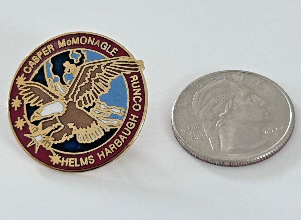 NASA Space Shuttle Eagle Casper McMonagle Helms Harbaugh Runco Lapel Hat Pin