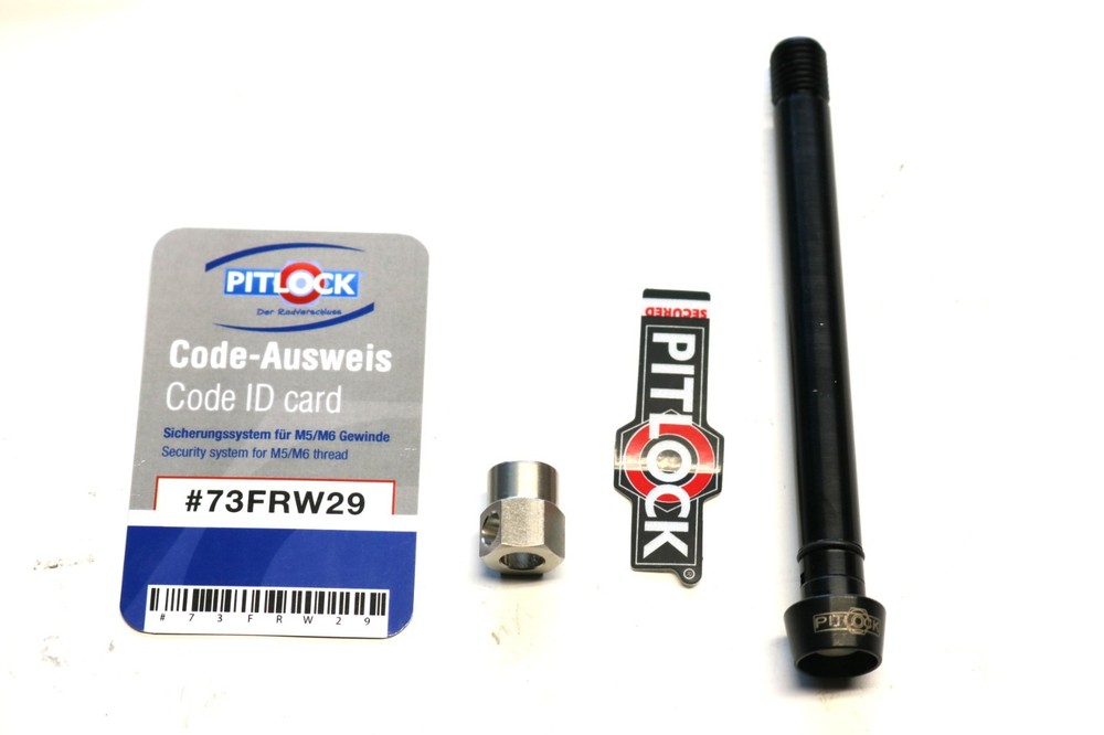 Pitlock Locking 12x100mmTA Front Bike Wheel Through Axle Security Set w/ Key #6