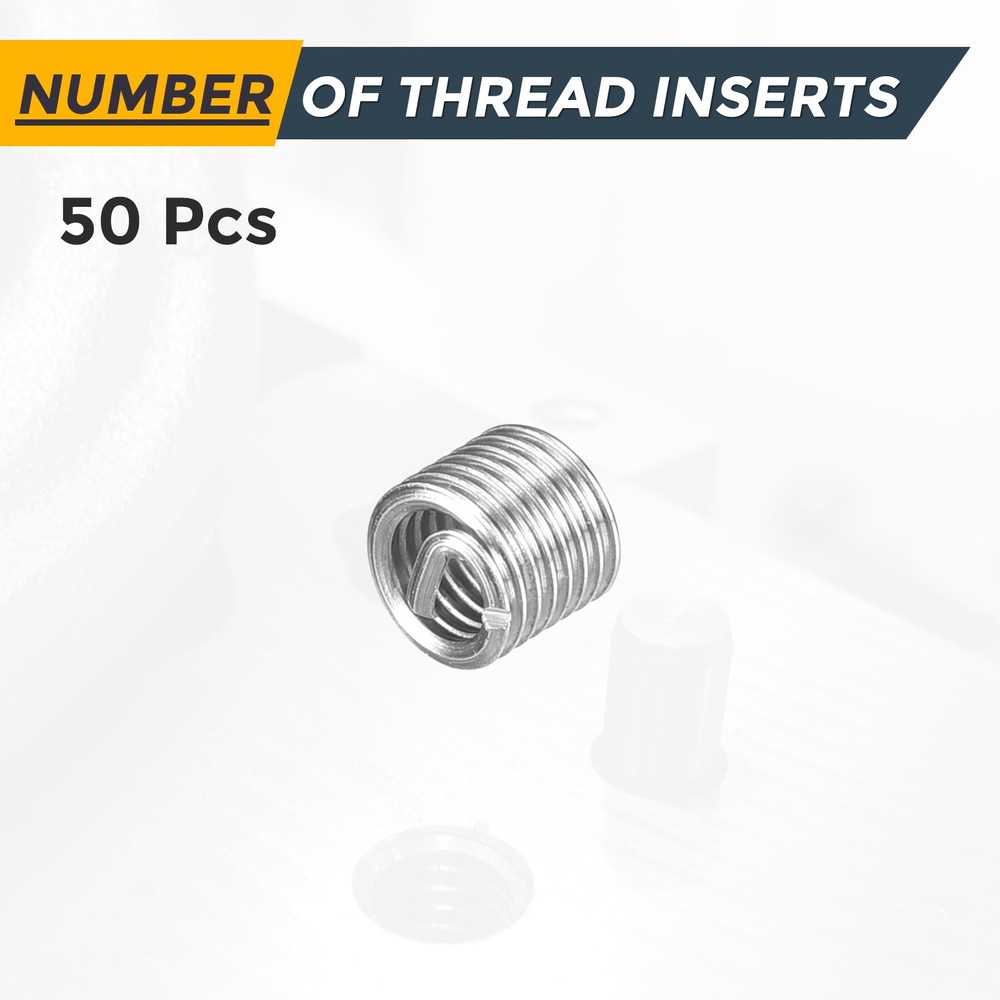 50pcs Wire Thread Inserts M2.5 x 0.45 x 2D Metric Helical Threaded Sleeve