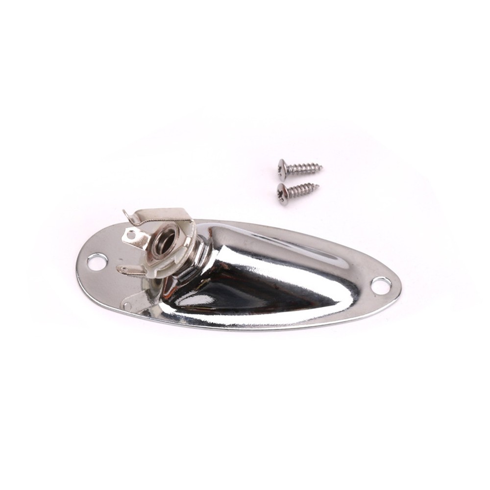 Silver 1/4"6.35mm Boat Style Guitar Pickup Output Input Jack Socket for FD Strat