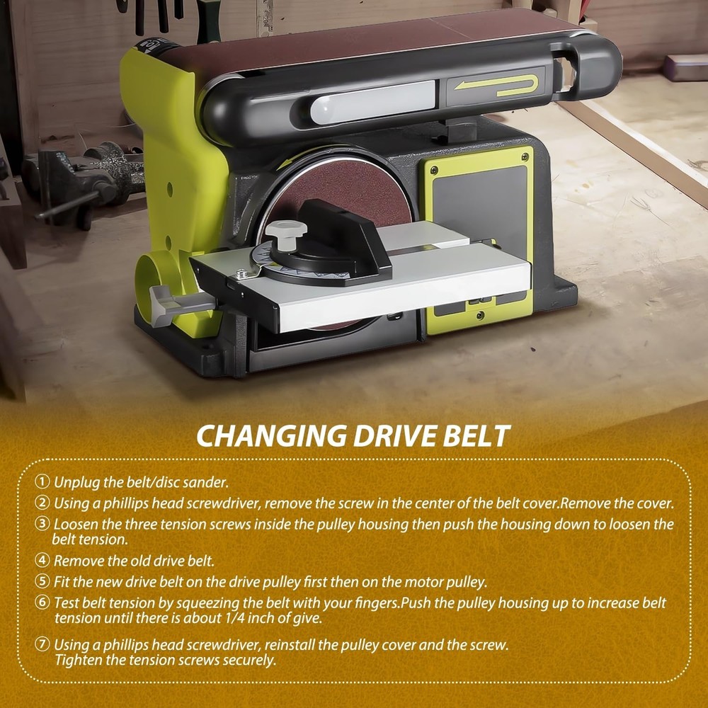 Cogged Drive Belts for Ryobi Disc Sander Models - Easy Installation, 2-Pack