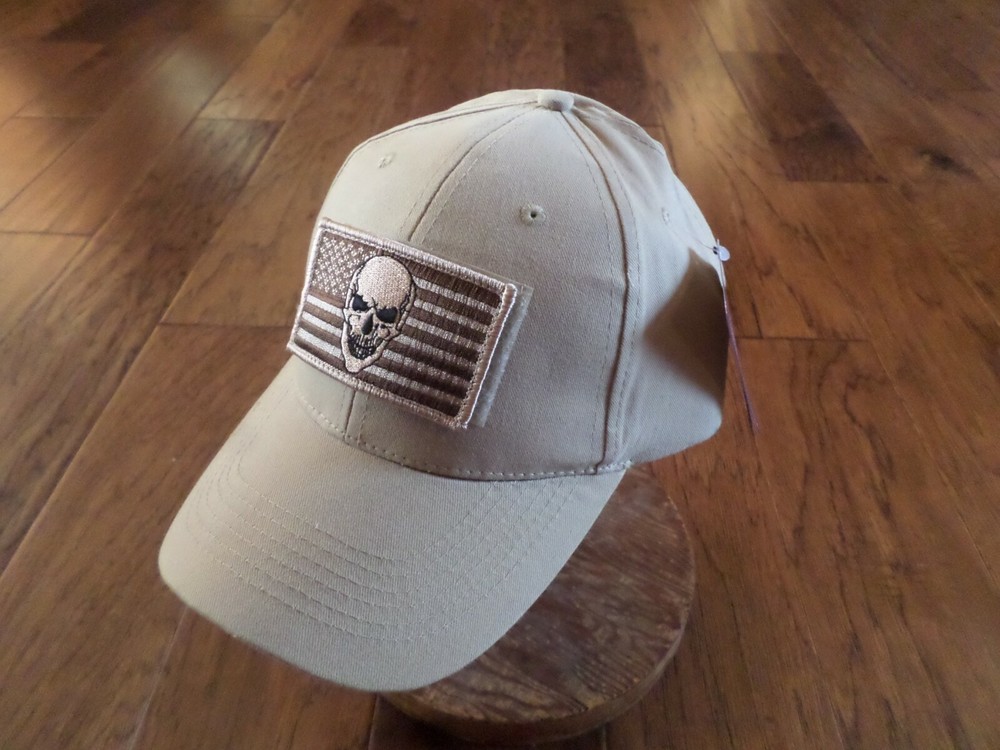 U.S AMERICAN FLAG HAT WITH SKULL EMBROIDERED BALL CAP HOOK & LOOP PATCH