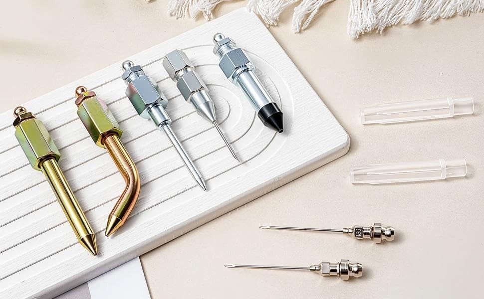 7PCS Grease Gun Needle Tips Accessories Kit Set Mini Dispenser Silver