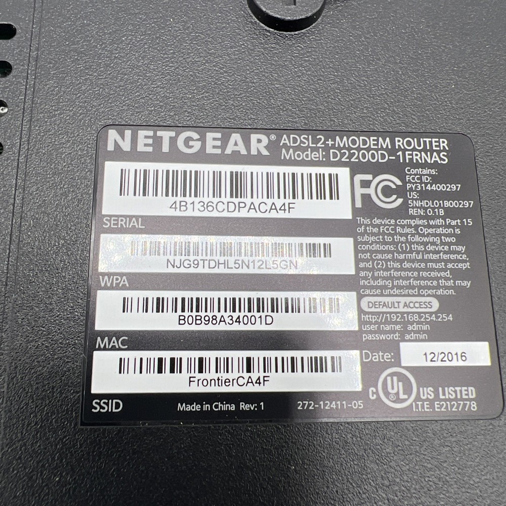 NEW Open-Box Frontier NETGEAR D2200D Wireless Internet Modem Router