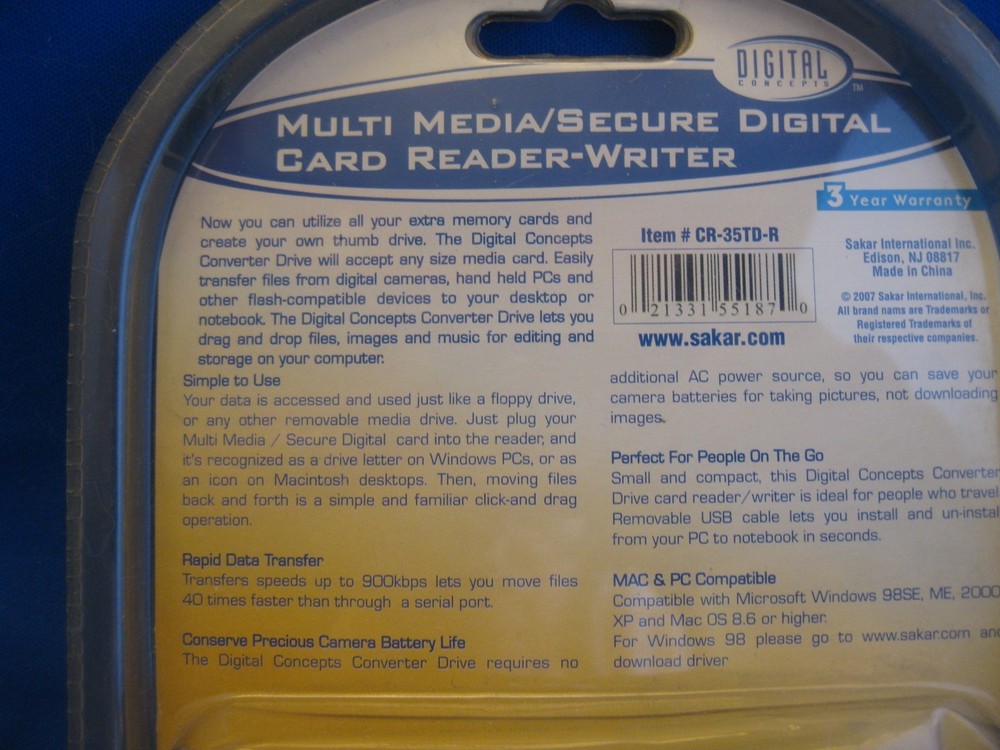 DIGITAL CONCEPTS MULTI MEDIA/SECURE DIGITAL USB 2.0 SDHC&MMSD CARD READER/WRITER
