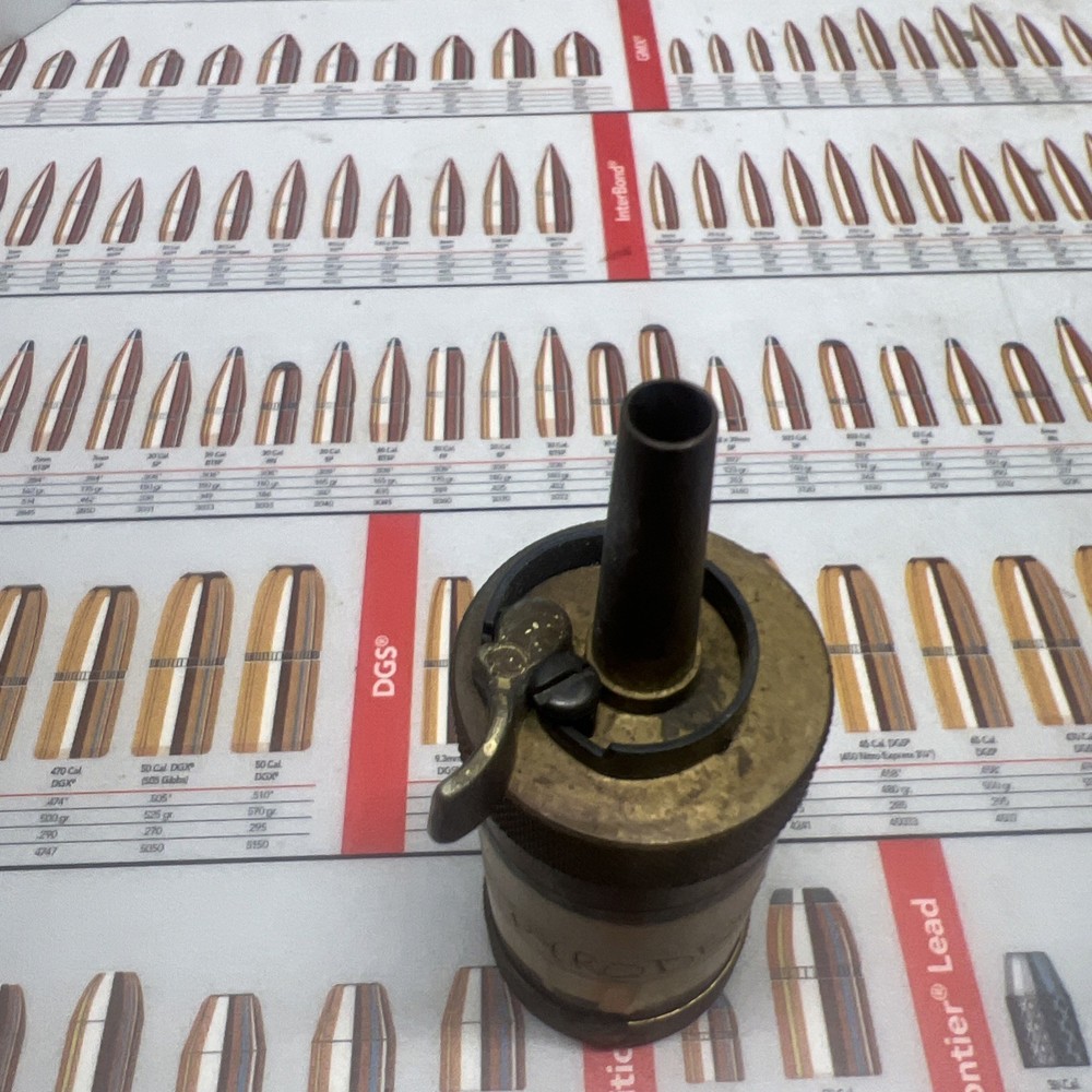 BRASS PYRODEX RS ? POWDER FLASK MUZZLELOADER FLINTLOCK