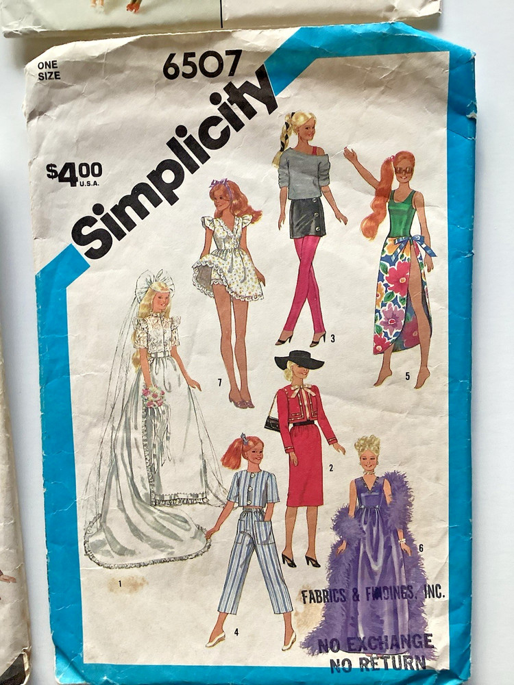 Vintage Barbie Skipper Doll Clothes Sewing Patterns Cut &Uncut