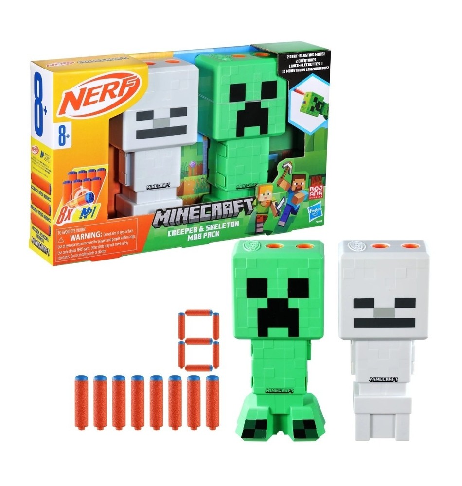 Nerf Minecraft Creeper & Skeleton Mob 2-Blaster Pack, 8 Nerf N1 Darts